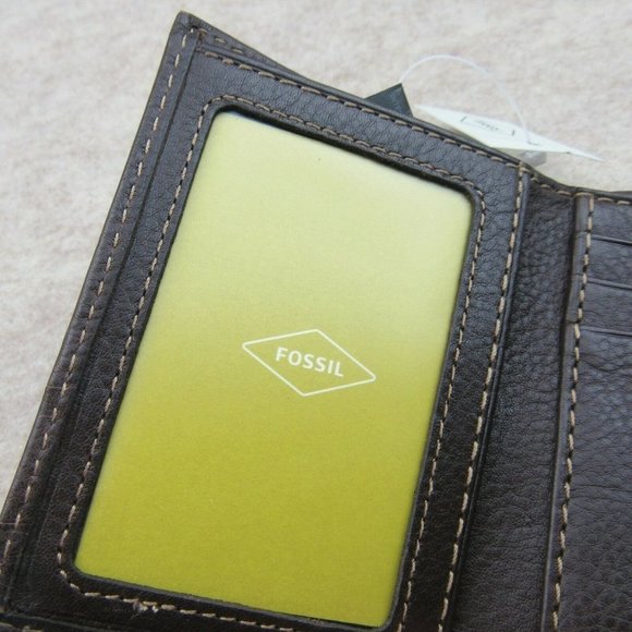 Fossil Lufkin Trifold Brown Leather Mens Wallet - Picture 8 of 10